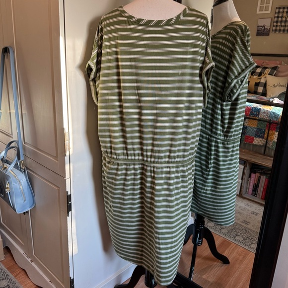 🔴 Terra & Sky 2X Green Striped Dress - Picture 3 of 5
